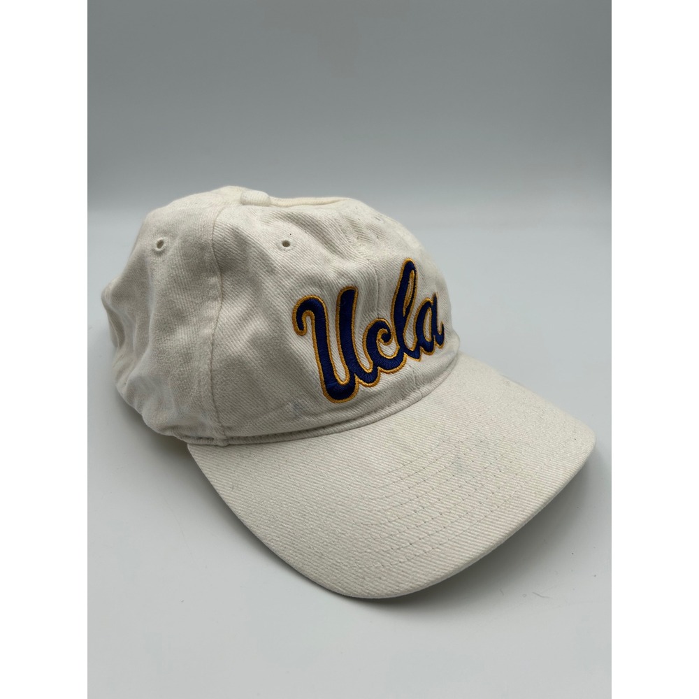 Vintage Adidas UCLA Bruins Hat Cream White Script Logo Strapback Dad Cap Mens